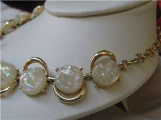 VINTAGE ESTATE JEWELRY signed CORO NECKLACE MOONSTONE W GOLD TONE 