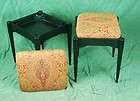 Pair Paisley Kashmir Shawl Upholstered Black Stools Benches