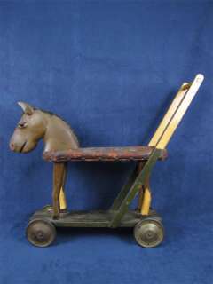 Primitive Folk Art Childs Push Pull Toy Horse 19th Cent  