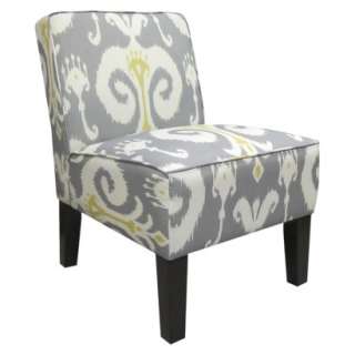 Armless Upholstered Slipper Accent Chair Grey & Gold Ikat.Opens in a 