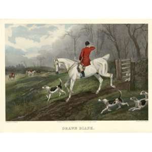 HORSE Fox Hunting Scene with Horse and Hounds  DRAWN BLANK Farm 