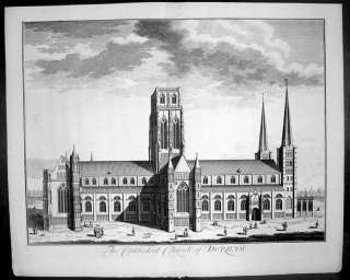 1720 Kip Large Antique Print Durham Cathedral, England  