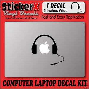 APPLE LOGO HEADPHONE Laptop Computer Vinyl Decal Skin  