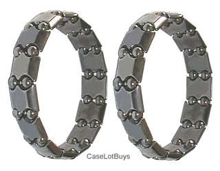 Set 2 MENS X Large HEMATITE MAGNETIC THERAPY BRACELETS Batwing 8 