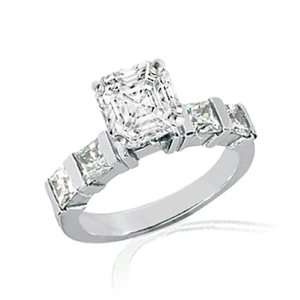 30 Ct Asscher Cut 5 Five Stone Diamond Engagement Ring 14K GOLD VVS1 