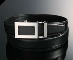 Mens Black Dress Leather Belts with Auto Lock Buckle /Up To 40 In 