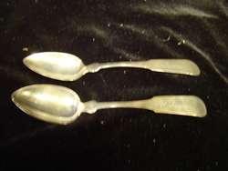 1820 G BAKER PROVIDENCE RI US COIN SILVER SPOON X 2  