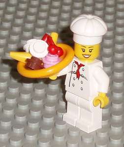   Female Minifigure Chef w/ Food Banana Split Ice Cream in Bowl  