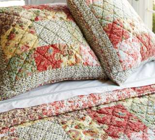 Pottery Barn Square Vintage Floral Patchwork Quilt Bed Cover Full 