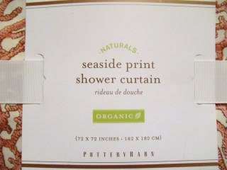   Seaside Print Organic Shower Curtain NWT Coral Shells Beach & Ocean