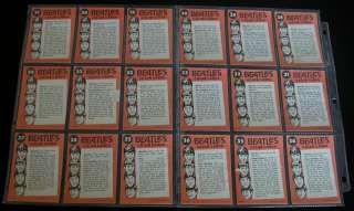 Beatles Topps 1964 T.C.G. COMPLETE Set Color Series Cards. All 