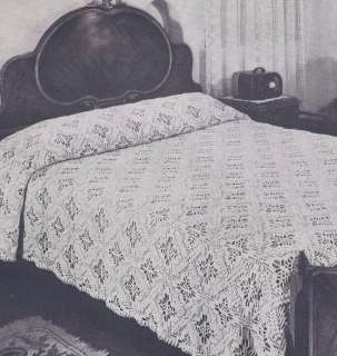 Vintage Crochet Pattern Jeweled Cross Bedspread Design  