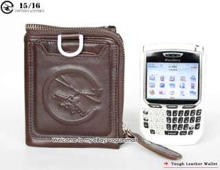   Durable Punk Genuine Leather Brown Bifold Mens Wallet purse m2262 NWT