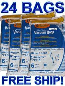 24 Bags for Riccar Vacuum 1500 Simplicity Type H  