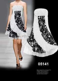Donna Bella Polka Dot Strapless Dress 14 WHITE BLACK  