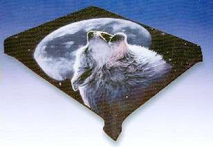 HOWLING WOLF WITH BIG MOON WILDLIFE MINK STYLE QUEEN PLUSH BLANKET NEW