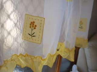 Ruffles Embroidery Flower Sheer Curtain With Valance  