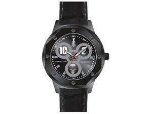 Christian Audigier Mens Revo SWI 658 Black Leather Quartz Watch with 