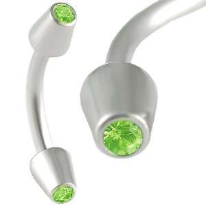   rings earrings curved curve barbell crystal Peridot jewellery