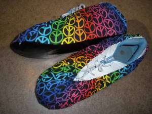 PEACE SIGN PRINT BOWLING SHOE COVERS MED, LG OR XL  