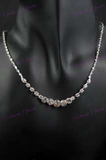 Silver Rhinestone Necklace Bridal Jewelry Prom Sets  