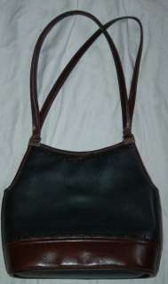 Brighton Black & Brown Purse w/ Leather Lace Trim Shoulder Handbag 