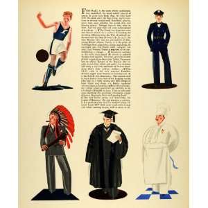 1931 Print Basketball Post Office Indian Tammany Chef Clothing Uniform 