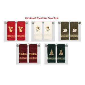  Christmas Bells with Scroll   2 Pack Hand Towels by Cotton 