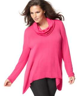 INC International Concepts Plus Size Sweater, Long Sleeve Cowl Neck 