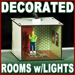 DECORATED & ILLUMINATED ROOMS KIT FOR HO BUILDINGS  