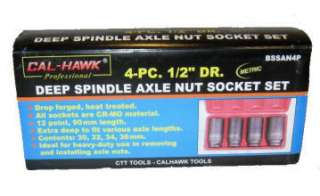 Pro 4Pc CR MO Deep Axle Nut Impact Socket Set Metric 091044866448 
