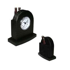  Dacasso   A2266   Black Leather Desk Clock