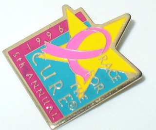 BREAST CANCER AWARENESS PIN 1996 5th RACE FOR THE CURE  