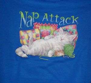 Nap Attack Cat Kitten Womens T Shirt S 5X New  