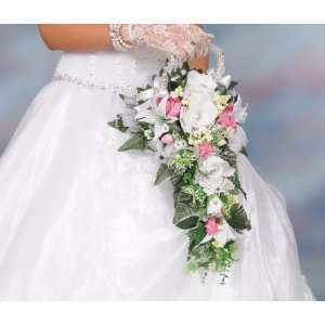 Wedding Bouquet  Cascade (Pink, White, Green)  Grocery 