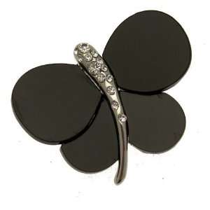 Acosta Brooches   Black Acrylic Bead & Clear Crystal   Contemporary 