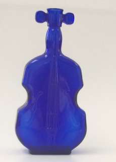 Vintage Cobalt Blue Glass Bottle Bass Cello #2 8 EUC  