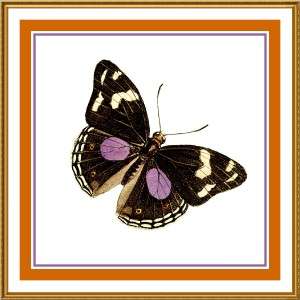 Colorful Purple Black Butterfly Counted Cross Stitch Chart  
