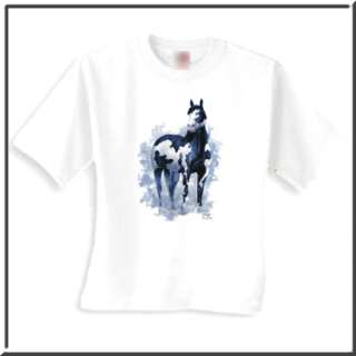 CHUCK DEHAAN Black Overo Horse T Shirt S,M,L,XL,2X,3X  
