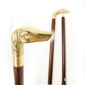   Walking Canes / sticks   Gold Chrome DOG Design Wood Stick Everything