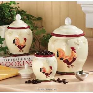  Rooster Kitchen Ceramic Canister Set 