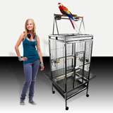 Large Black Parrot Bird Cockatiel Parakeet Finch Cage Playtop Gym 