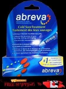 Abreva Cold Sore Treatment 2 g Docosanol 10% Cream Speed Healing #1 