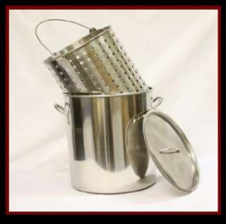 42 QT Stainless Steel Stock Pot with Steamer or Boil Basket  