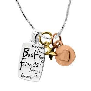    Tri Tone Best Friends Forever Three Charm Necklace, 18 Jewelry