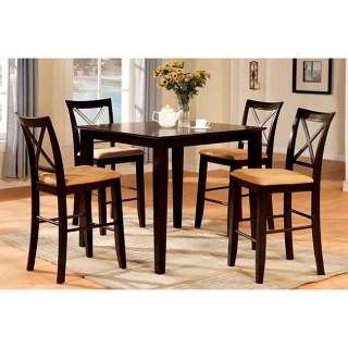   Wood Espresso Finish 5 piece 36 Counter Height Dining Set  