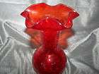 red crackle glass vase  