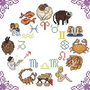 Cross Stitch Chart ~ WESTERN ZODIAC CIRCLE  