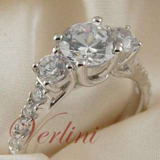   engagement ring with round brilliant cut cubic zirconium diamonds