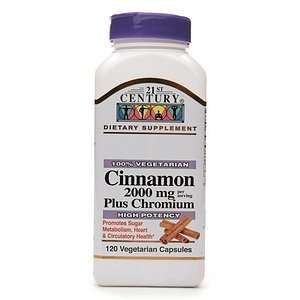  21st Century Cinnamon 2000 mg Plus Chromium, Veggie Caps 